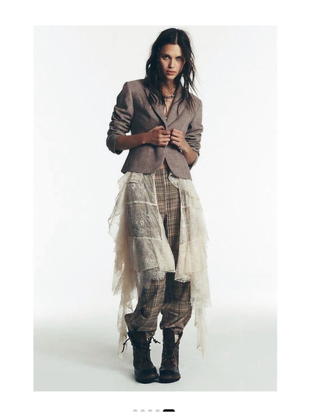 Free People Women's Nice Choice Pull-On Pants Barrel Pant Ivory Combo - Picture 6 of 6